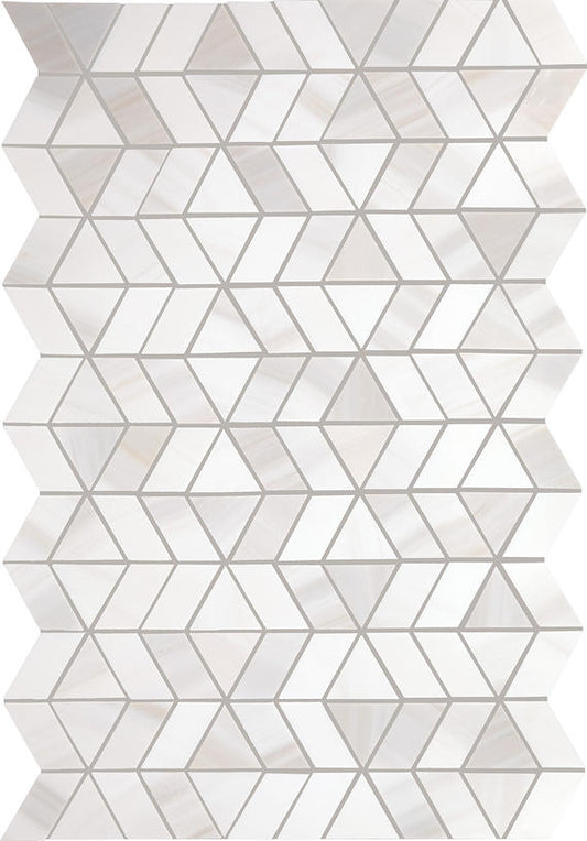 12x18 Perfit Mosaix Triangle Trifecta  Mosaic Marble-Look Polished Smooth Stone Tile Pearl White