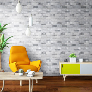 White Gray - 2x6 Abani Intricate Geometry Patterned Natural-Look Honed Smooth Marble Tile