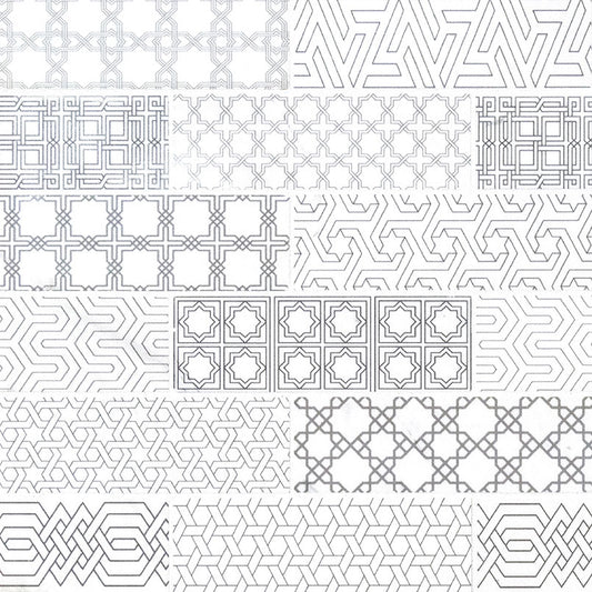 2x6 Abani Intricate Geometry Patterned Natural-Look Honed Smooth Marble Tile
