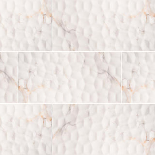 12x24 Adella Viso Calacatta Marble-Look Matte 3D Geometric Faceted Ceramic Tile