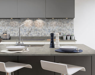 Pearl Gray - 12x12 Akoya Hexagon Mosaic Mixed-Color Matte Smooth Glass Tile