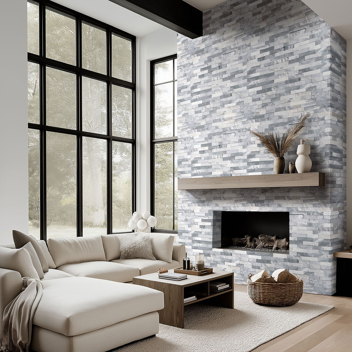 6x24 Alaska Natural-Look Matte Textured Marble Tile