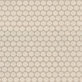 12x12 Almond Circle Penny Round Mosaic Solid-Color Glossy Smooth Ceramic Tile