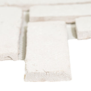 Chalk White - 2.25x7.5 Alpine Herringbone Natural-Look Matte Rough Faux Brick Tile