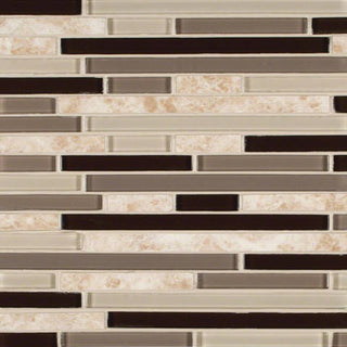12x12 Amalfi Mosaic Mixed-Material Look Glossy Smooth Porcelain & Glass Tile