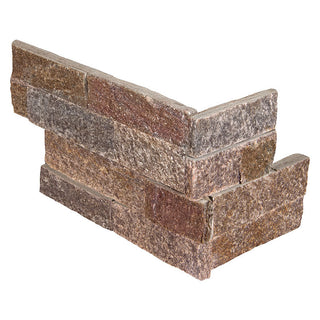 6x18 Amber Stone-Look Matte Textured Quartzite Corner Tile