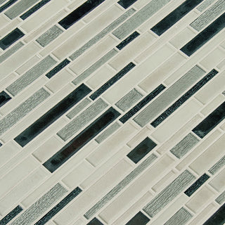 Silver Gray & Black - 12x12 Anacapri Mosaic Mixed-Material Look Glossy Smooth Glass Tile