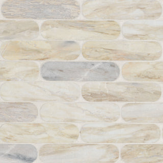 12x12 Angora Oval Mosaic Natural-Look Polished Smooth Marble Tile
