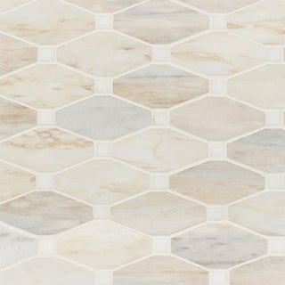 12x12 Angora Octagon Mosaic Natural-Look Polished Smooth Marble Tile