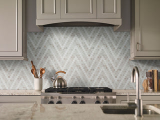 Cream Taupe - 1" Angora Hexagon Mosaic Natural-Look Polished Smooth Marble Tile