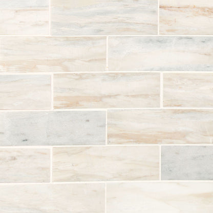 2x6 Angora Mosaic Natural-Look Polished Smooth Marble Tile