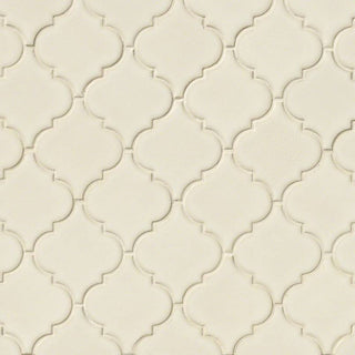 Cream Beige - 12x12 Antique Arabesque Mosaic Stone-Look Glossy Textured Ceramic Tile