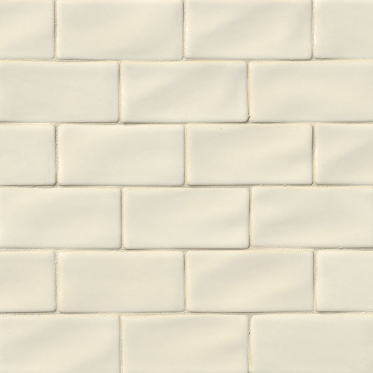 3x6 Antique Solid-Color Glossy Wavy Ceramic Tile