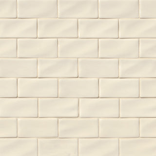 Cream White - 3x6 Antique Solid-Color Glossy Wavy Ceramic Tile