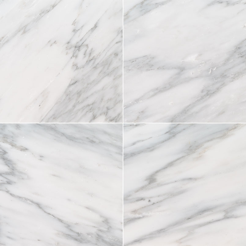 12x12 Arabescato Natural-Look Honed Smooth Marble Tile