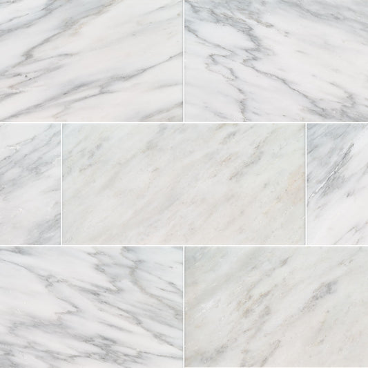 12x24 Arabescato Natural-Look Honed Smooth Marble Tile