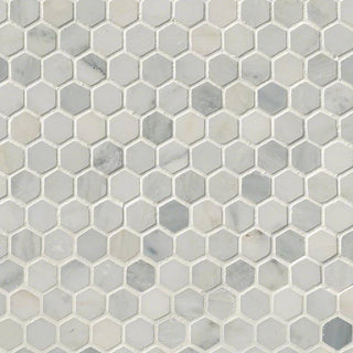 1" Arabescato Hexagon Mosaic Natural-Look Honed Smooth Marble Tile
