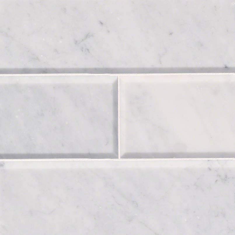4x12 Arabescato Natural-Look Honed Beveled Marble Tile