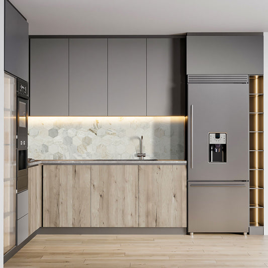 4x4 Arabescato Hexagon Mosaic Natural-Look Honed Smooth Marble Tile