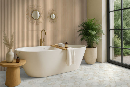 8" Arabescato Hexagon Mosaic Natural-Look Honed Smooth Marble Tile