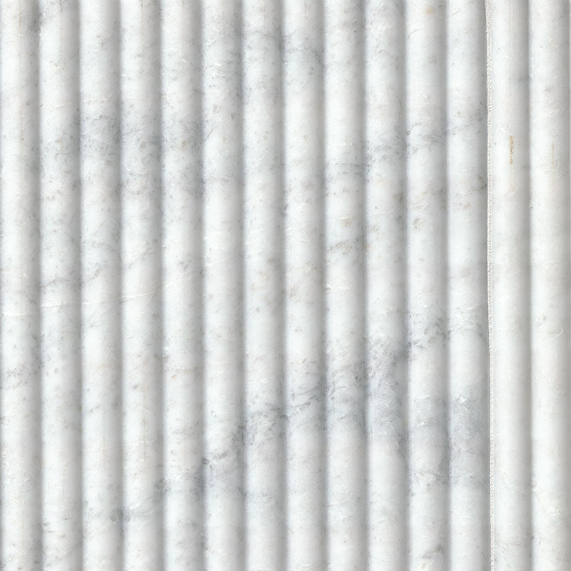 12x24 Arabescato Patterned Natural-Look Honed 3D Geometric Ribbed Marble Tile