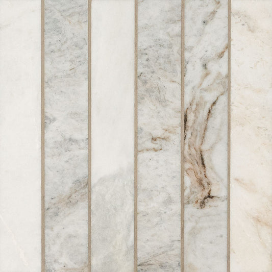 2x12 Arabescato Stacked Mosaic Natural-Look Honed Smooth Marble Tile