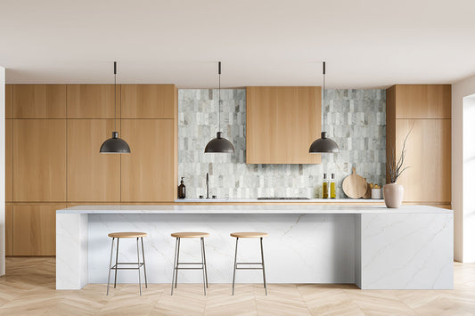 12x12 Arabescato Picket Mosaic Natural-Look Honed Smooth Marble Tile