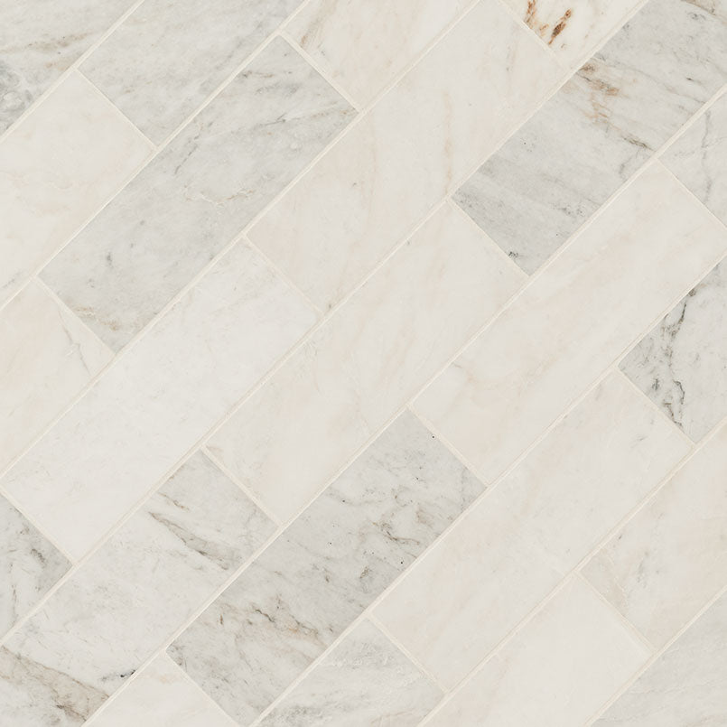 4x12 Arabescato Natural-Look Honed Smooth Marble Tile