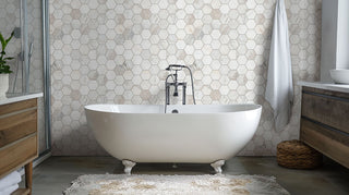 Beige Gray - 5" Arabescato Hexagon Mosaic Natural-Look Honed Smooth Marble Tile