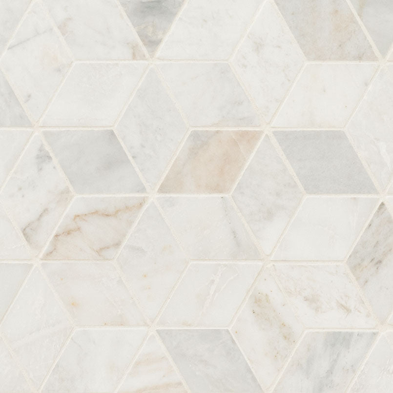 12x12 Arabescato Hexagon Diamond Mosaic Natural-Look Honed Smooth Marble Tile