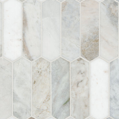 12x12 Arabescato Picket Mosaic Natural-Look Honed Smooth Marble Tile