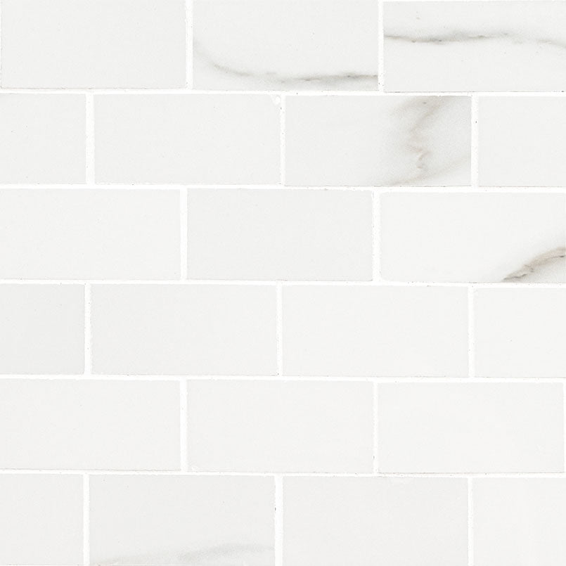 2x4 Aria Bianco Marble-Look Polished Smooth Porcelain Tile
