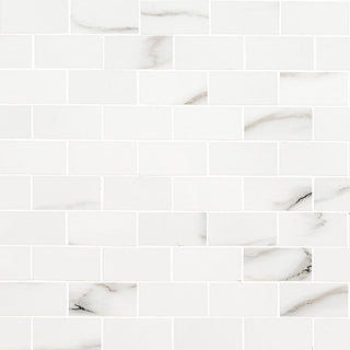 White - 2x4 Aria Bianco Marble-Look Polished Smooth Porcelain Tile