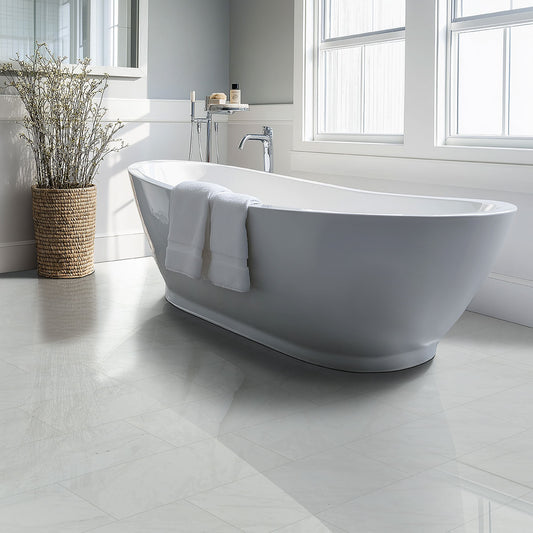 24x48 Aria Ice Stone-Look Polished Smooth Porcelain Tile