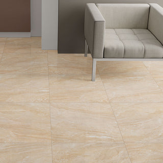 Light Orange - 24x24 Aria Oro Stone-Look Polished Smooth Porcelain Tile