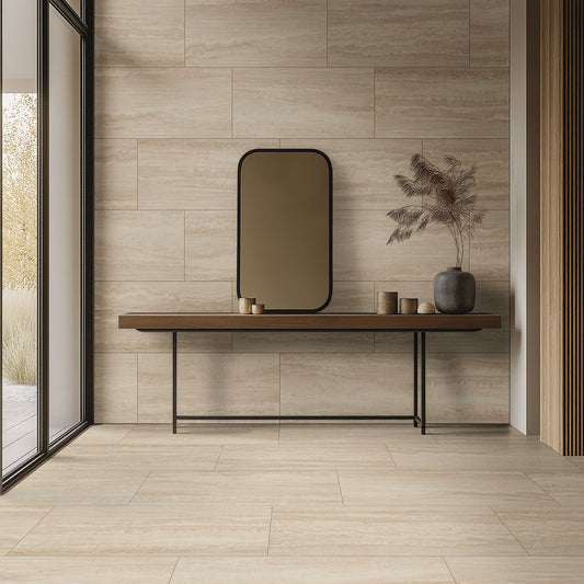 24x48 Assos Travertine-Look Matte Smooth Porcelain Tile