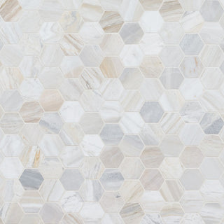 Beige Gray - 2" Athena Hexagon Mosaic Natural-Look Honed Smooth Marble Tile