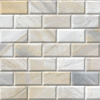 2x4 Athena Patterned Natural-Look Honed Beveled Marble Tile