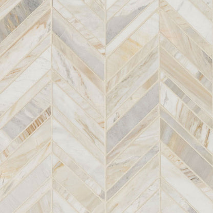 12x12 Athena Chevron Mosaic Natural-Look Honed Smooth Marble Tile