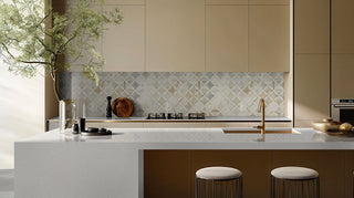 White Gold - 12x12 Athena Circle Lattice Mosaic Natural-Look Polished Smooth Marble Tile