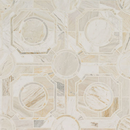12x12 Athena Circle Framed Mosaic Natural-Look Polished Smooth Marble Tile