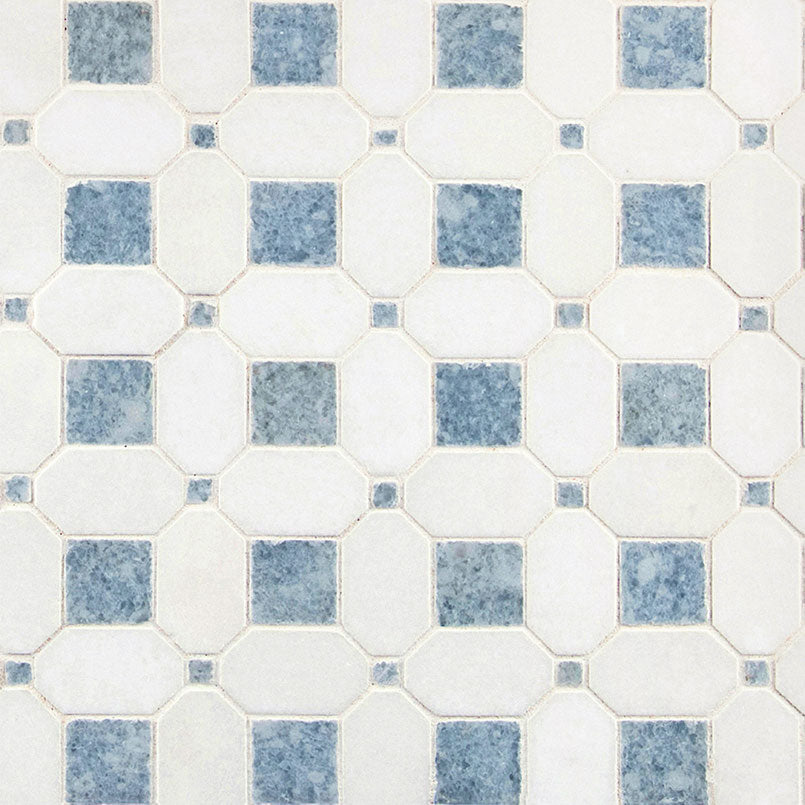 12x12 Azula Octagon Mosaic Mixed-Color Polished Smooth Marble Tile