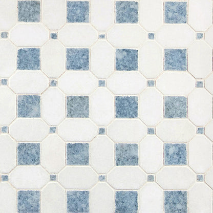 12x12 Azula Octagon Mosaic Mixed-Color Polished Smooth Marble Tile