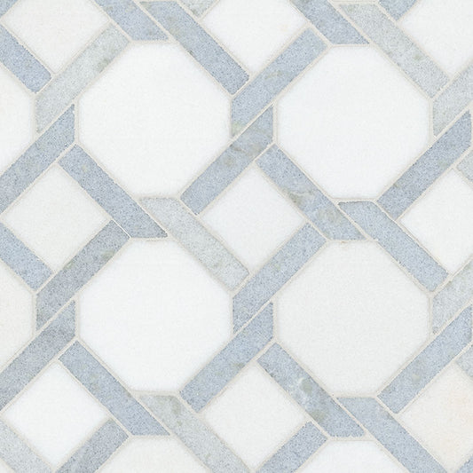 12x12 Azula Octagon Lattice Mosaic Natural-Look Polished Smooth Marble Tile