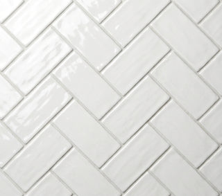 12x14 Artezen Herringbone Mosaic Solid-Color Glossy Undulated Ceramic Tile