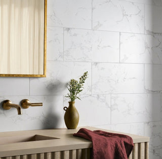 White - 12x24 Praia Marble-Look Matte Smooth Porcelain Tile