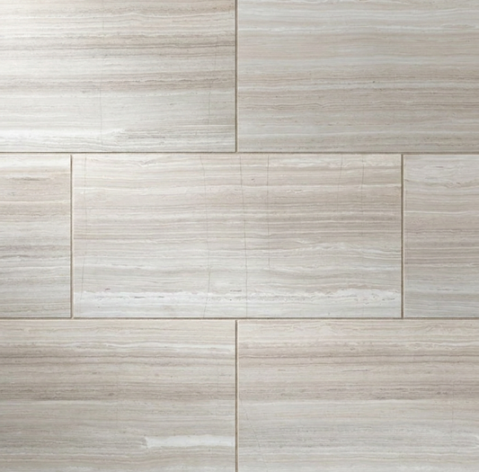 12x24 White Oak Patterned Stone-Look Honed Smooth Marble Tile