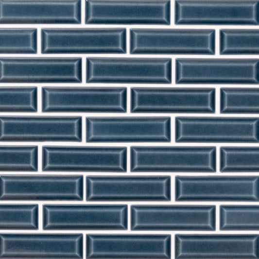 2x6 Bay Mosaic Solid-Color Glossy Smooth Ceramic Tile