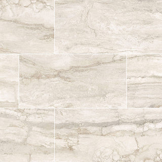 Cream - 12x24 Bernini Bianco Travertine-Look Polished Smooth Porcelain Tile