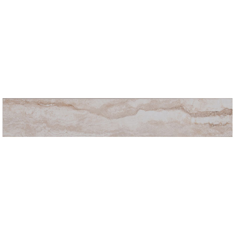 3x18 Bernini Bianco Travertine-Look Matte Smooth Porcelain Bullnose Tile